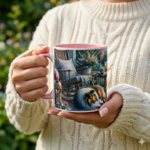 Starlit Garden Porch Sheltie Dream Mug