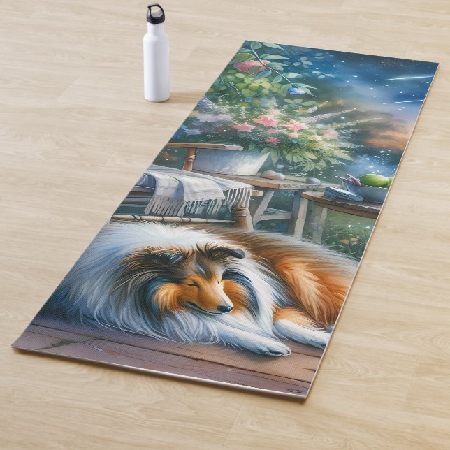 Starlit Garden Porch Sheltie Dream Yoga Mat (In Situ)