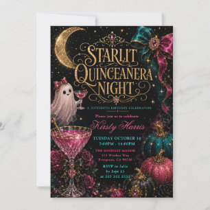 Starlit Ghost Halloween Quinceanera Invitation