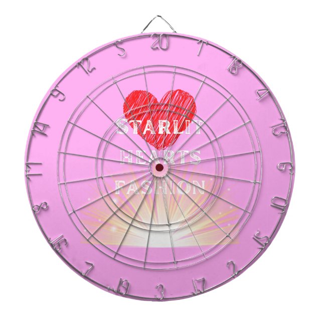 Starlit Hearts Fashion Red Heart Shine Dartboard (Front)
