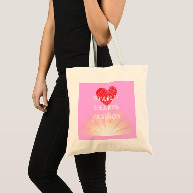 Starlit Hearts Fashion Red Heart Shine Tote Bag (Front (Product))