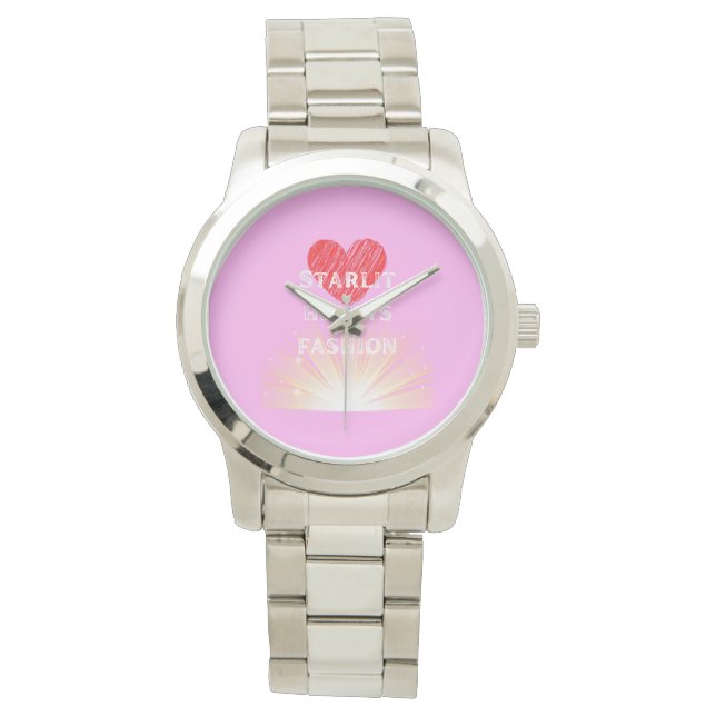 Starlit Hearts Fashion Red Heart Shine Watch (Front)