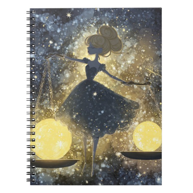 Starlit Libra Goddess Notebook (Front)