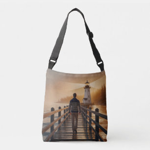 Starlit Lighthouse Bridge Wilderness Retreat Crossbody Bag