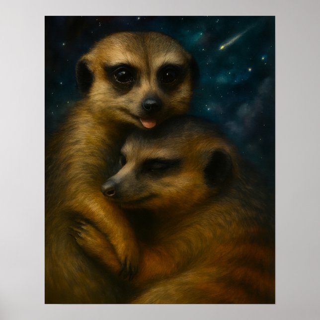 Starlit Meerkat Embrace Poster (Front)