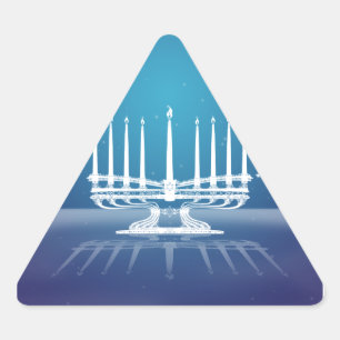 Starlit Menorah II Triangle Sticker