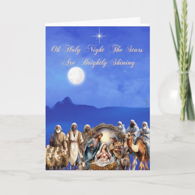 Starlit Nativity: Oh Holy Night Holiday Card (Front)