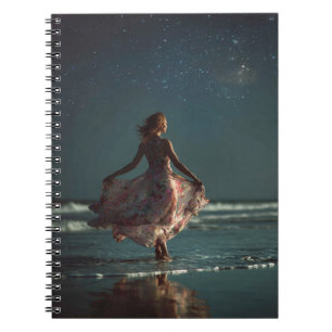 Starlit Ocean Dance Flowing Dress Art Notebook