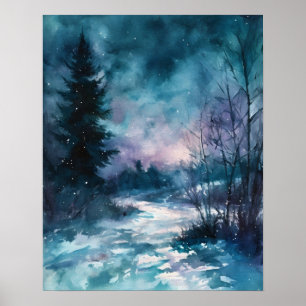 Starlit Path Through the Frost Poster