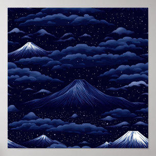 Starlit Peaks – Midnight Mountain Sky (1) Poster