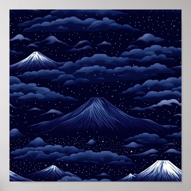 Starlit Peaks – Midnight Mountain Sky (1) Poster (Front)
