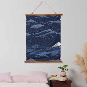Starlit Peaks – Midnight Mountain Sky (2) Hanging Tapestry