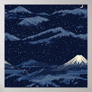 Starlit Peaks – Midnight Mountain Sky (2) Poster