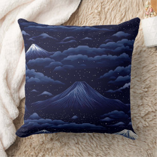 Starlit Peaks – Midnight Mountain Sky Cushion