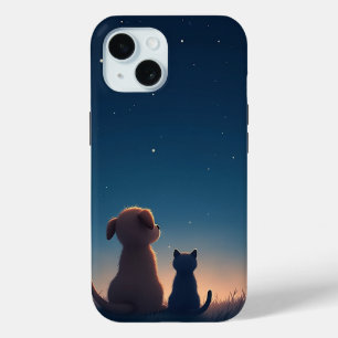 Starlit Puppy & Kitten iPhone 15 Case