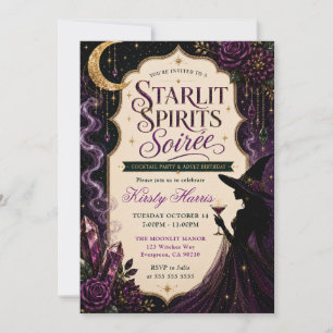 Starlit Spirits Witch Birthday Soirée Invitation