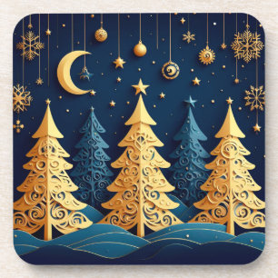 Starlit Tree Dream – Golden Whimsy Coaster