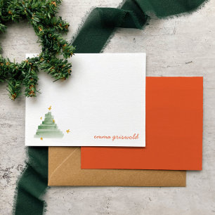 Starlit Watercolor Christmas Tree Holiday Card