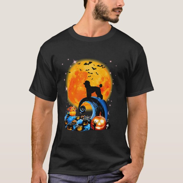 Starnard Poodle And Yellow Moon Halloween Funny Do T-Shirt (Front)
