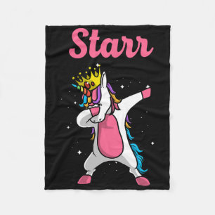 Starr Name Personalized Birthday Dabbing Unicorn Q Fleece Blanket