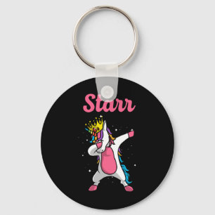 Starr Name Personalized Birthday Dabbing Unicorn Q Key Ring