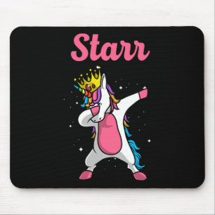 Starr Name Personalized Birthday Dabbing Unicorn Q Mouse Pad
