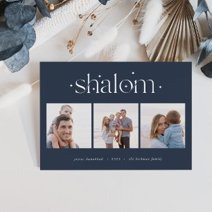 Starred Connection Hanukkah Photo Collage Foil Holiday Card