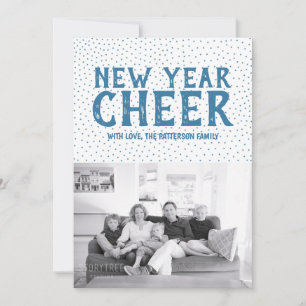 Starred New Year Cheer Photo Card   Blue