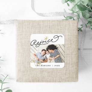 Starred Rejoice   Holiday Photo Square Sticker