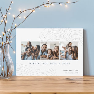 Starred Tidings 3 Photo Collage Hanukkah Card