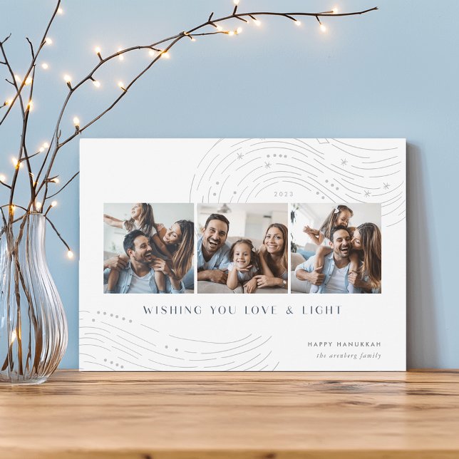 Starred Tidings | 3 Photo Collage Hanukkah Card (Creator Uploaded)