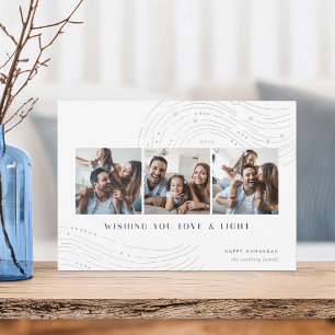 Starred Tidings 3 Photo Collage Hanukkah Card