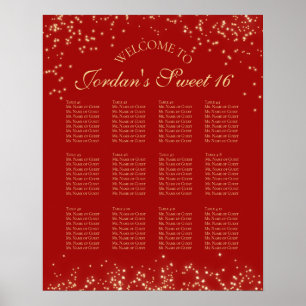 Starry 12 table Seating Chart Red