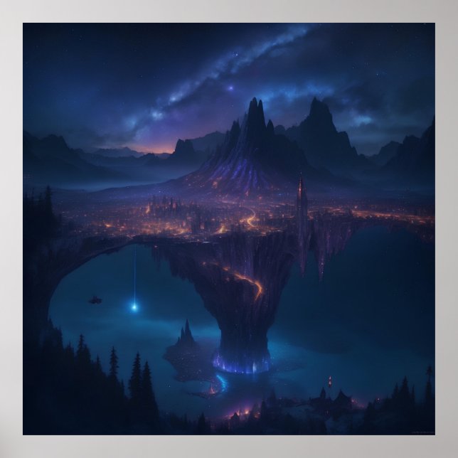 Starry And Cosmic Night Sky Poster (Front)