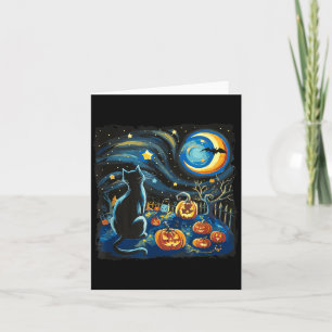 Starry Art Night Sky Art Half Moon Pumpkins Card