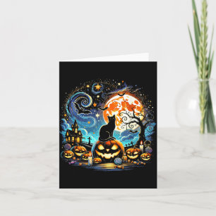 Starry Art Night Sky Art Halloween 2024 Black Cat Card