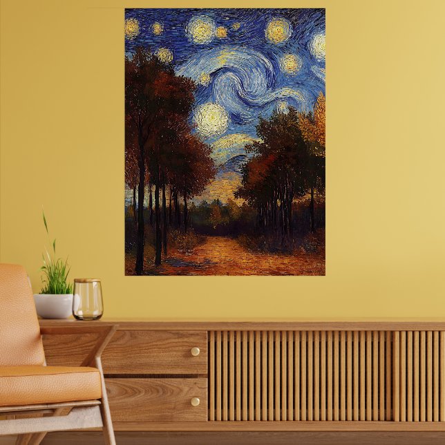 Starry Autumn Path – Impressionist Style Poster (Living Room 2)