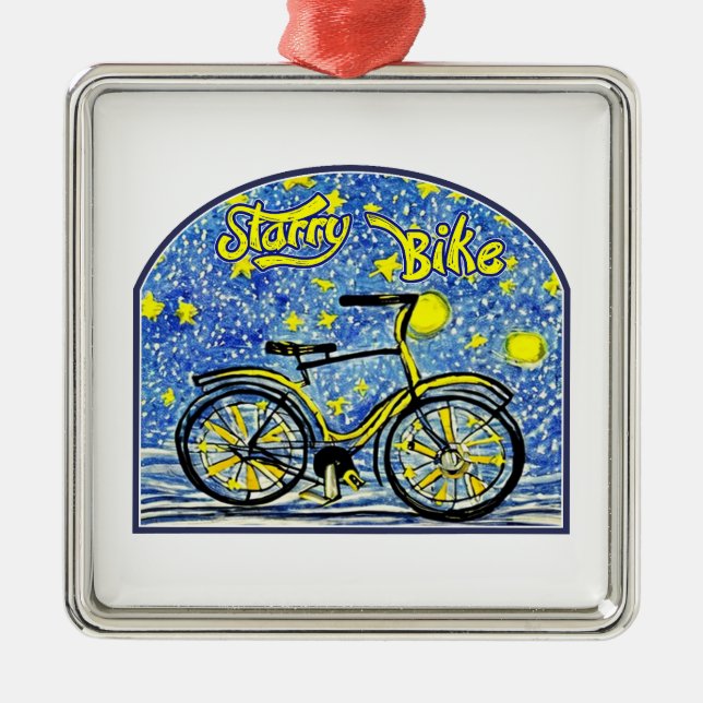 Starry Bike Metal Ornament (Front)