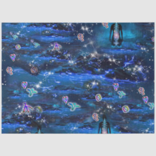 Starry Bioluminescence Waterfalls Tissue Paper
