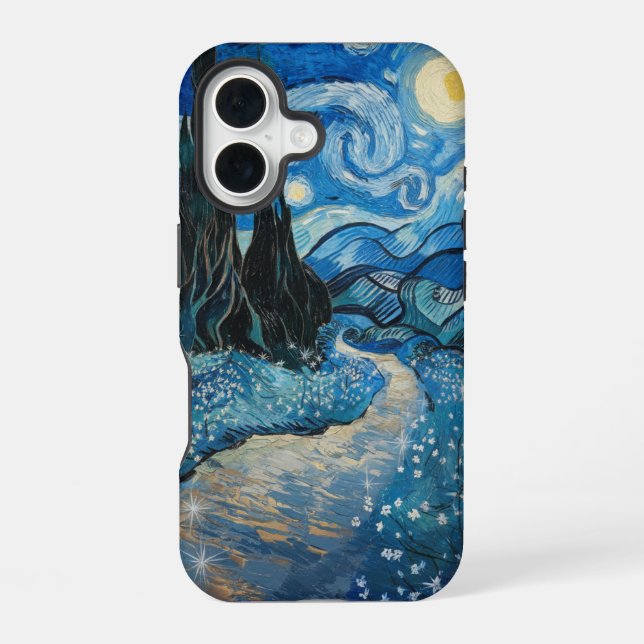 Starry Blooming Night iPhone 16 Case (Back)