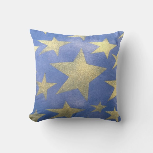 Starry Blue and Gold Cushion (Front)