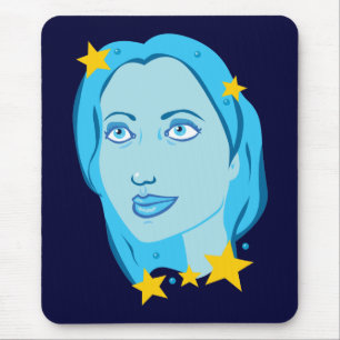 Starry Blue Girl Mouse Pad