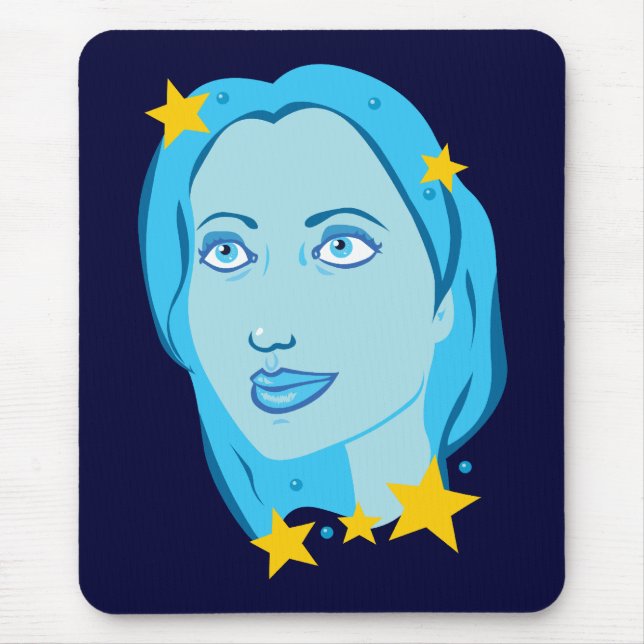 Starry Blue Girl Mouse Pad (Front)