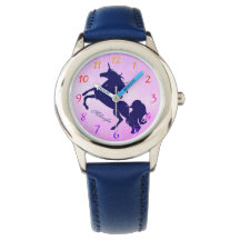 Starry Blue Unicorn on Pink