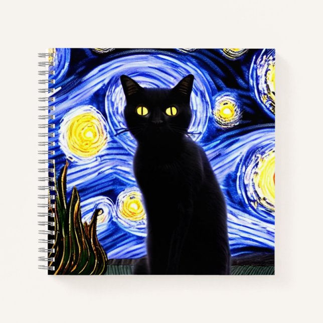 Starry Cat Night Notebook (Front)