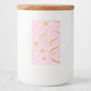 Starry Charm – Pink & Gold Star Storage Jar Food Label