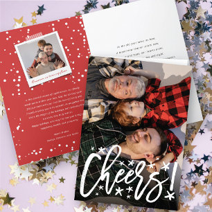 Starry Cheers Brush Script Modern New Year Photo Holiday Card