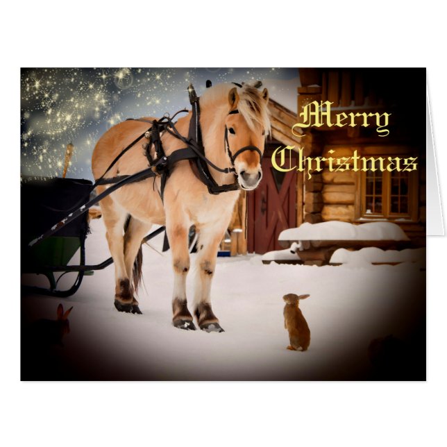 Starry Christmas night at the farm with horse (Front Horizontal)