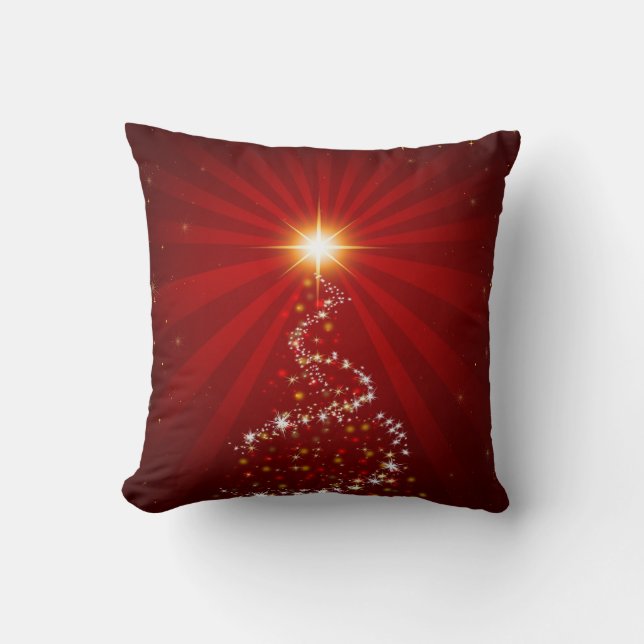 Starry Christmas Tree Throw Pillow (Front)