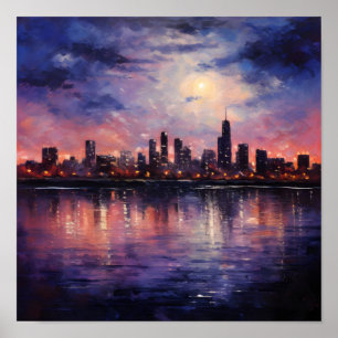 Starry City Night: French Impressionist Beauty Poster